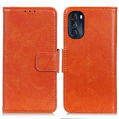 Funda de Cuero Cartera con Soporte Carcasa N05P para Motorola Moto G 5G (2022) Naranja