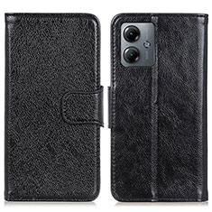 Funda de Cuero Cartera con Soporte Carcasa N05P para Motorola Moto G14 Negro