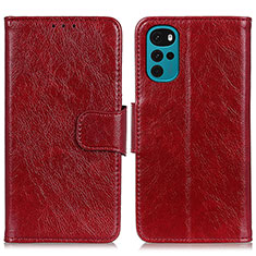 Funda de Cuero Cartera con Soporte Carcasa N05P para Motorola Moto G22 Rojo