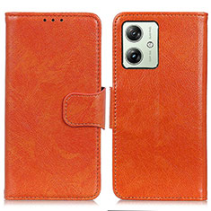 Funda de Cuero Cartera con Soporte Carcasa N05P para Motorola Moto G54 5G Naranja