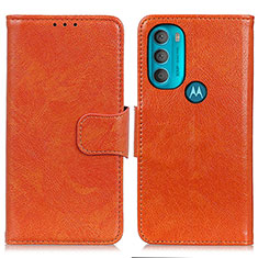 Funda de Cuero Cartera con Soporte Carcasa N05P para Motorola Moto G71 5G Naranja
