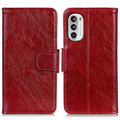 Funda de Cuero Cartera con Soporte Carcasa N05P para Motorola Moto G71s 5G Rojo