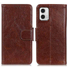 Funda de Cuero Cartera con Soporte Carcasa N05P para Motorola Moto G73 5G Marron