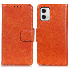 Funda de Cuero Cartera con Soporte Carcasa N05P para Motorola Moto G73 5G Naranja