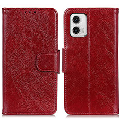 Funda de Cuero Cartera con Soporte Carcasa N05P para Motorola Moto G73 5G Rojo