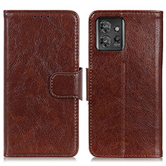 Funda de Cuero Cartera con Soporte Carcasa N05P para Motorola ThinkPhone 5G Marron