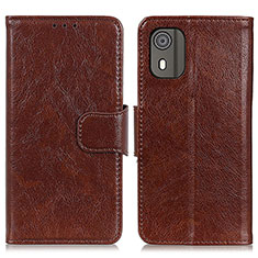 Funda de Cuero Cartera con Soporte Carcasa N05P para Nokia C02 Marron