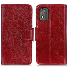 Funda de Cuero Cartera con Soporte Carcasa N05P para Nokia C02 Rojo