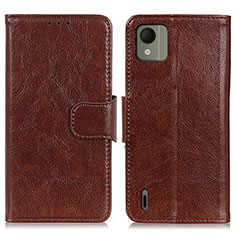 Funda de Cuero Cartera con Soporte Carcasa N05P para Nokia C110 Marron