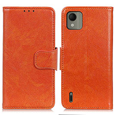 Funda de Cuero Cartera con Soporte Carcasa N05P para Nokia C110 Naranja