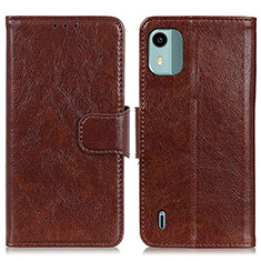 Funda de Cuero Cartera con Soporte Carcasa N05P para Nokia C12 Marron