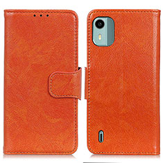 Funda de Cuero Cartera con Soporte Carcasa N05P para Nokia C12 Naranja