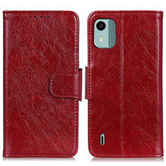 Funda de Cuero Cartera con Soporte Carcasa N05P para Nokia C12 Pro Rojo