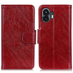 Funda de Cuero Cartera con Soporte Carcasa N05P para Nothing Phone 2 Rojo