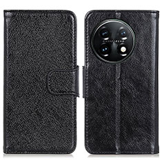 Funda de Cuero Cartera con Soporte Carcasa N05P para OnePlus 11 5G Negro