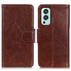 Funda de Cuero Cartera con Soporte Carcasa N05P para OnePlus Nord 2 5G Marron