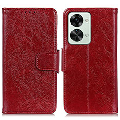 Funda de Cuero Cartera con Soporte Carcasa N05P para OnePlus Nord 2T 5G Rojo