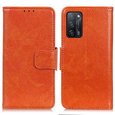 Funda de Cuero Cartera con Soporte Carcasa N05P para Oppo A53s 5G Naranja