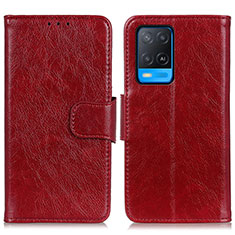 Funda de Cuero Cartera con Soporte Carcasa N05P para Oppo A54 4G Rojo