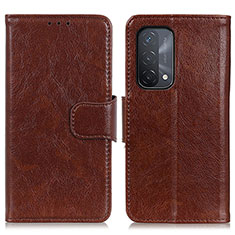 Funda de Cuero Cartera con Soporte Carcasa N05P para Oppo A74 5G Marron