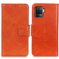 Funda de Cuero Cartera con Soporte Carcasa N05P para Oppo F19 Pro Naranja