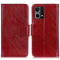 Funda de Cuero Cartera con Soporte Carcasa N05P para Oppo F21 Pro 4G Rojo