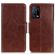 Funda de Cuero Cartera con Soporte Carcasa N05P para Oppo K9 5G Marron