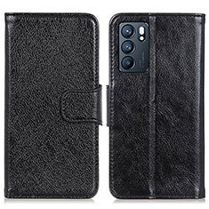 Funda de Cuero Cartera con Soporte Carcasa N05P para Oppo Reno6 5G Negro