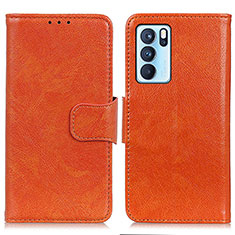 Funda de Cuero Cartera con Soporte Carcasa N05P para Oppo Reno6 Pro 5G India Naranja