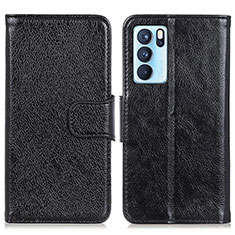 Funda de Cuero Cartera con Soporte Carcasa N05P para Oppo Reno6 Pro 5G India Negro