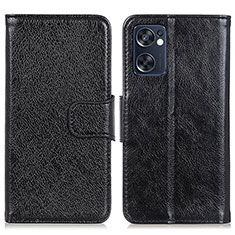 Funda de Cuero Cartera con Soporte Carcasa N05P para Oppo Reno7 SE 5G Negro