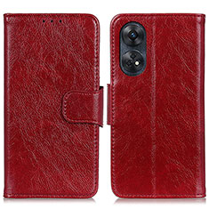 Funda de Cuero Cartera con Soporte Carcasa N05P para Oppo Reno8 T 4G Rojo