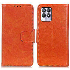 Funda de Cuero Cartera con Soporte Carcasa N05P para Realme 8i Naranja