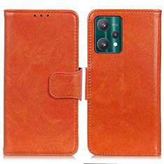 Funda de Cuero Cartera con Soporte Carcasa N05P para Realme 9 Pro 5G Naranja