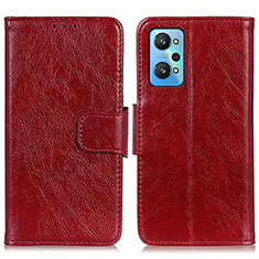 Funda de Cuero Cartera con Soporte Carcasa N05P para Realme GT Neo2 5G Rojo