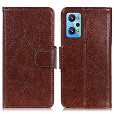 Funda de Cuero Cartera con Soporte Carcasa N05P para Realme GT2 5G Marron