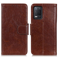 Funda de Cuero Cartera con Soporte Carcasa N05P para Realme Q3 5G Marron