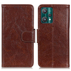 Funda de Cuero Cartera con Soporte Carcasa N05P para Realme V25 5G Marron