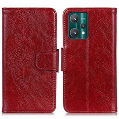 Funda de Cuero Cartera con Soporte Carcasa N05P para Realme V25 5G Rojo