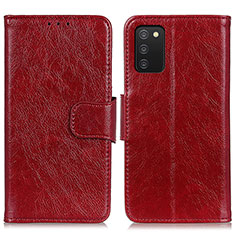 Funda de Cuero Cartera con Soporte Carcasa N05P para Samsung Galaxy A02s Rojo