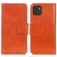 Funda de Cuero Cartera con Soporte Carcasa N05P para Samsung Galaxy A03 Naranja