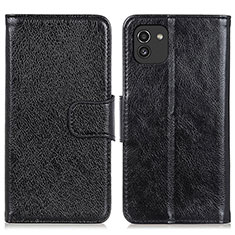 Funda de Cuero Cartera con Soporte Carcasa N05P para Samsung Galaxy A03 Negro