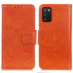 Funda de Cuero Cartera con Soporte Carcasa N05P para Samsung Galaxy A03s Naranja