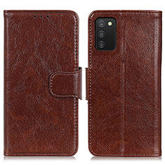 Funda de Cuero Cartera con Soporte Carcasa N05P para Samsung Galaxy F02S SM-E025F Marron