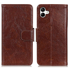 Funda de Cuero Cartera con Soporte Carcasa N05P para Samsung Galaxy F04 Marron