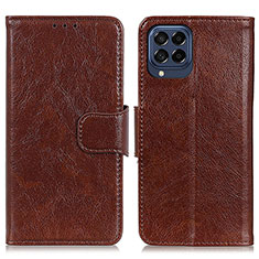 Funda de Cuero Cartera con Soporte Carcasa N05P para Samsung Galaxy M53 5G Marron