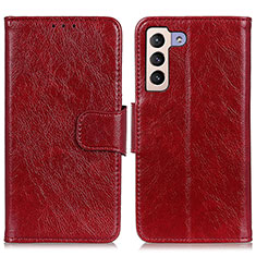 Funda de Cuero Cartera con Soporte Carcasa N05P para Samsung Galaxy S21 FE 5G Rojo