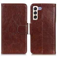 Funda de Cuero Cartera con Soporte Carcasa N05P para Samsung Galaxy S22 5G Marron