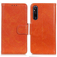 Funda de Cuero Cartera con Soporte Carcasa N05P para Sony Xperia 1 V Naranja