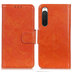 Funda de Cuero Cartera con Soporte Carcasa N05P para Sony Xperia 10 IV Naranja